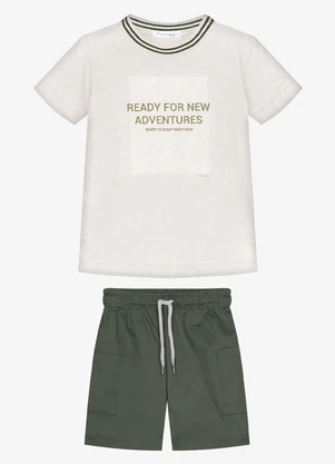 Trick Nick - Conjunto Infantil Camiseta com Bermuda Bege - TRICK NICK