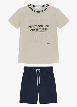 Trick Nick - Conjunto Infantil Camiseta com Bermuda Bege - TRICK NICK
