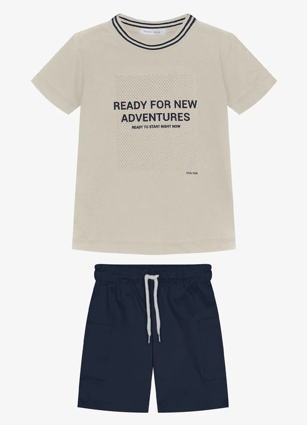 Trick Nick - Conjunto Infantil Camiseta com Bermuda Bege