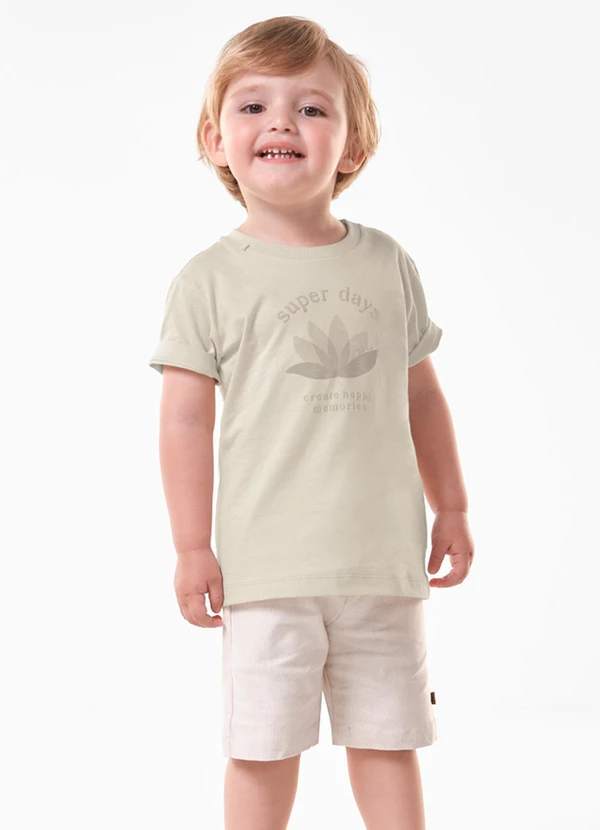 Trick Nick - Conjunto Infantil Camiseta com Bermuda Bege
