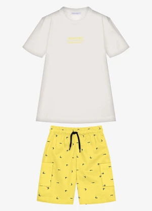 Trick Nick - Conjunto Infantil Camiseta com Bermuda Bege - TRICK NICK