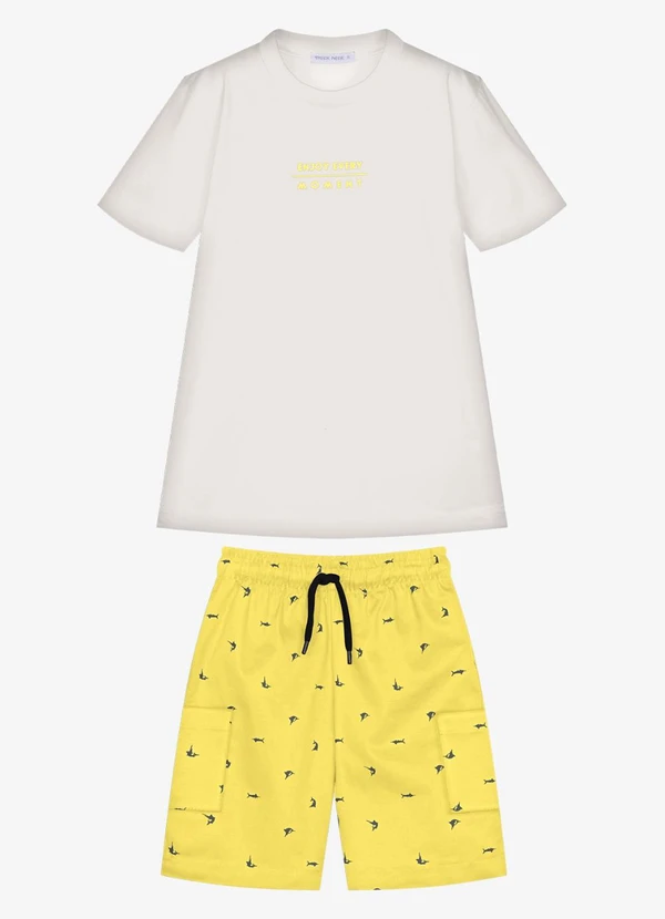 Trick Nick - Conjunto Infantil Camiseta com Bermuda Bege
