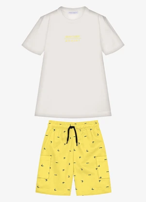 Trick Nick - Conjunto Infantil Camiseta com Bermuda Bege - TRICK NICK