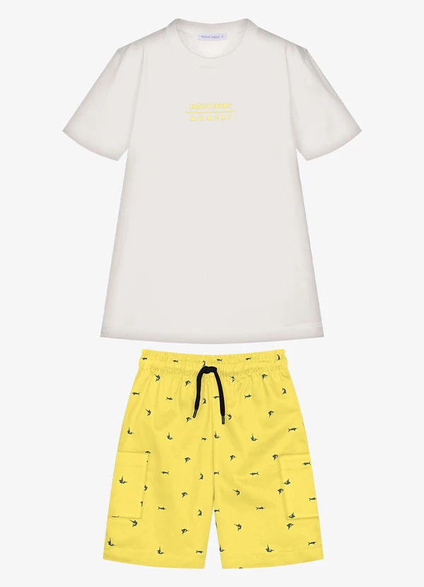 Trick Nick - Conjunto Infantil Camiseta com Bermuda Bege