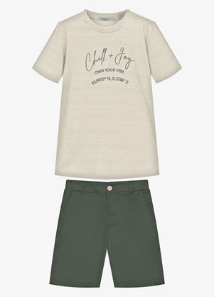 Trick Nick - Conjunto Infantil Camiseta com Bermuda Bege - TRICK NICK