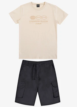 Select - Conjunto Infantil Camiseta com Bermuda Bege - SELECT