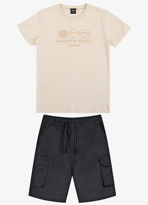 Select - Conjunto Infantil Camiseta com Bermuda Bege