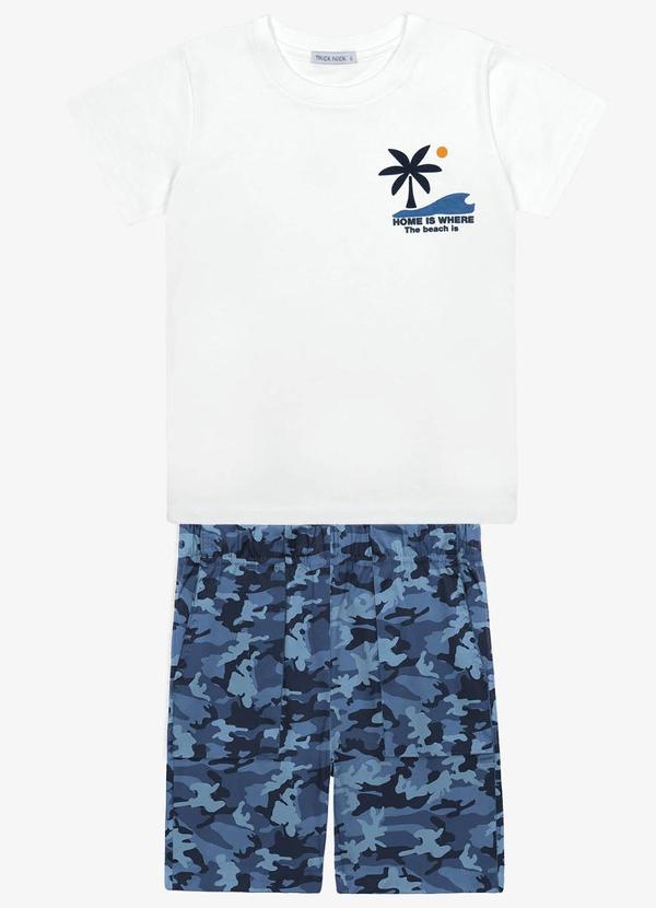 Trick Nick - Conjunto Infantil Camiseta com Bermuda Branco