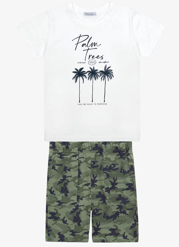 Trick Nick - Conjunto Infantil Camiseta com Bermuda Branco