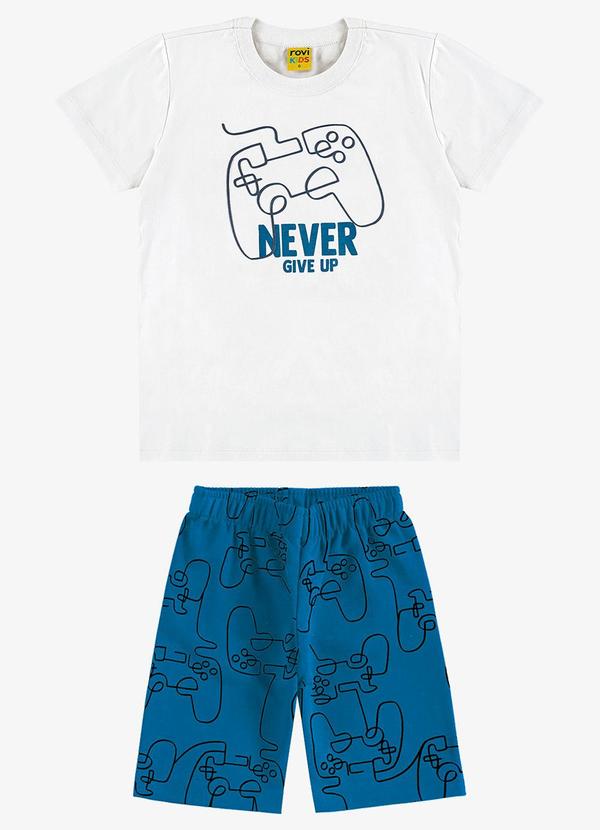 Rovi Kids - Conjunto Infantil Camiseta com Bermuda Branco