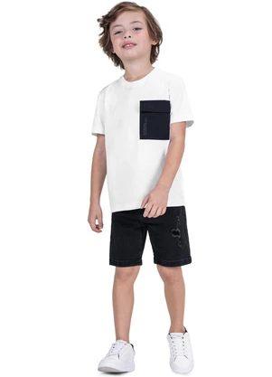 Trick Nick - Conjunto Infantil Camiseta com Bermuda Branco - TRICK NICK