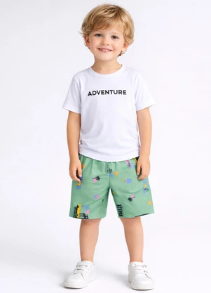 Select - Conjunto Infantil Camiseta com Bermuda Branco - SELECT