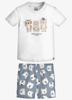 Trick Nick - Conjunto Infantil Camiseta com Bermuda Branco - TRICK NICK