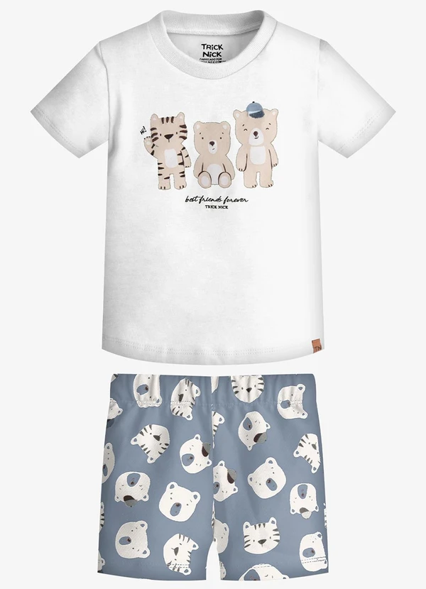 Trick Nick - Conjunto Infantil Camiseta com Bermuda Branco