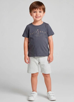 Select - Conjunto Infantil Camiseta com Bermuda Cinza - SELECT