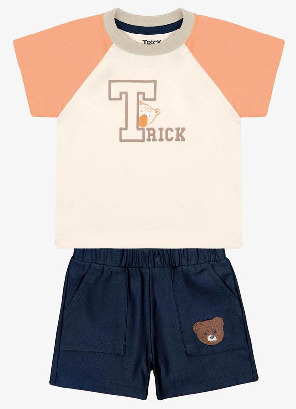 Trick Nick - Conjunto Infantil Camiseta com Bermuda Laranja