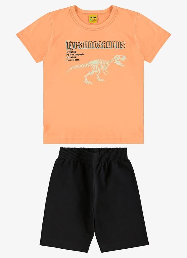 Rovi Kids - Conjunto Infantil Camiseta com Bermuda Laranja