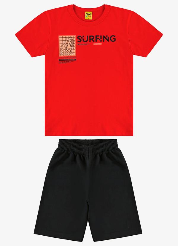 Rovi Kids - Conjunto Infantil Camiseta com Bermuda Laranja