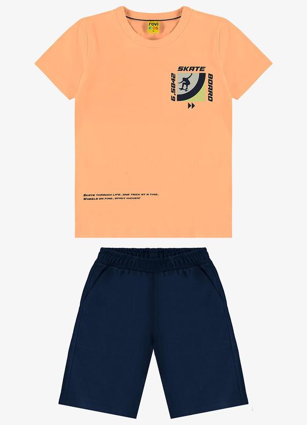Rovi Kids - Conjunto Infantil Camiseta com Bermuda Laranja 1