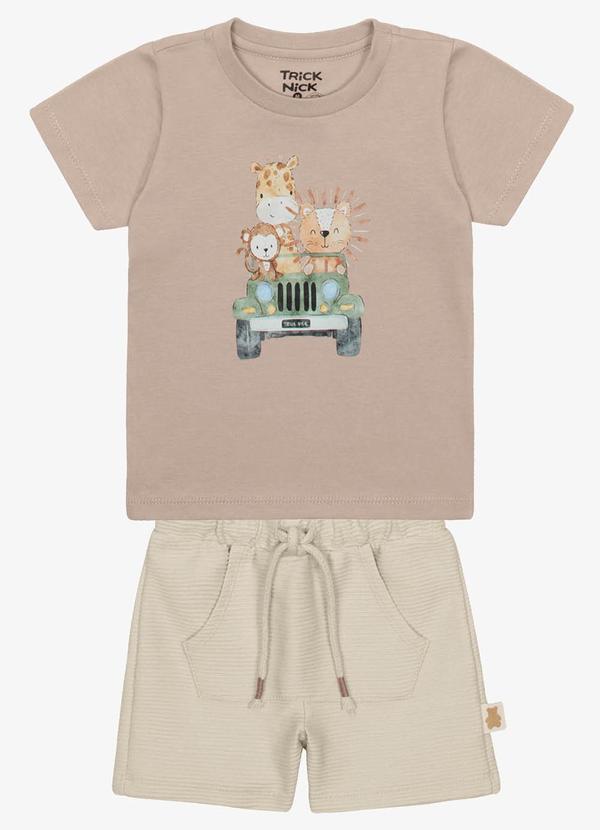 Trick Nick - Conjunto Infantil Camiseta com Bermuda Marrom