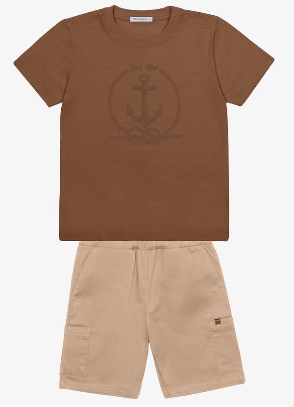 Trick Nick - Conjunto Infantil Camiseta com Bermuda Marrom