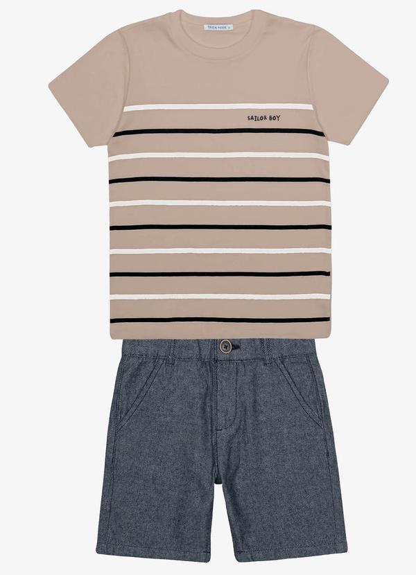 Trick Nick - Conjunto Infantil Camiseta com Bermuda Marrom