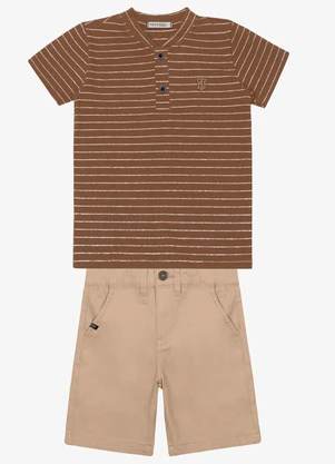 Trick Nick - Conjunto Infantil Camiseta com Bermuda Marrom - TRICK NICK