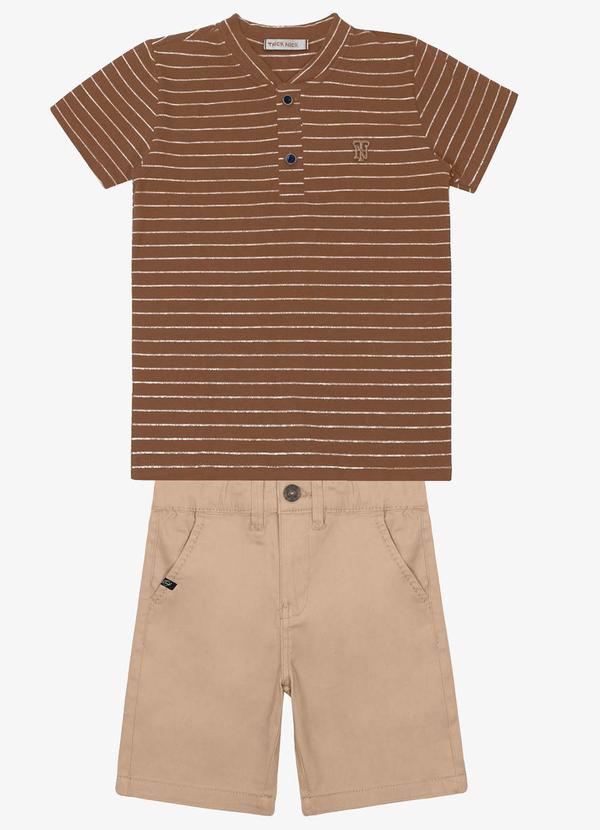 Trick Nick - Conjunto Infantil Camiseta com Bermuda Marrom