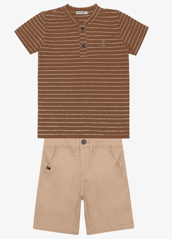 Trick Nick - Conjunto Infantil Camiseta com Bermuda Marrom