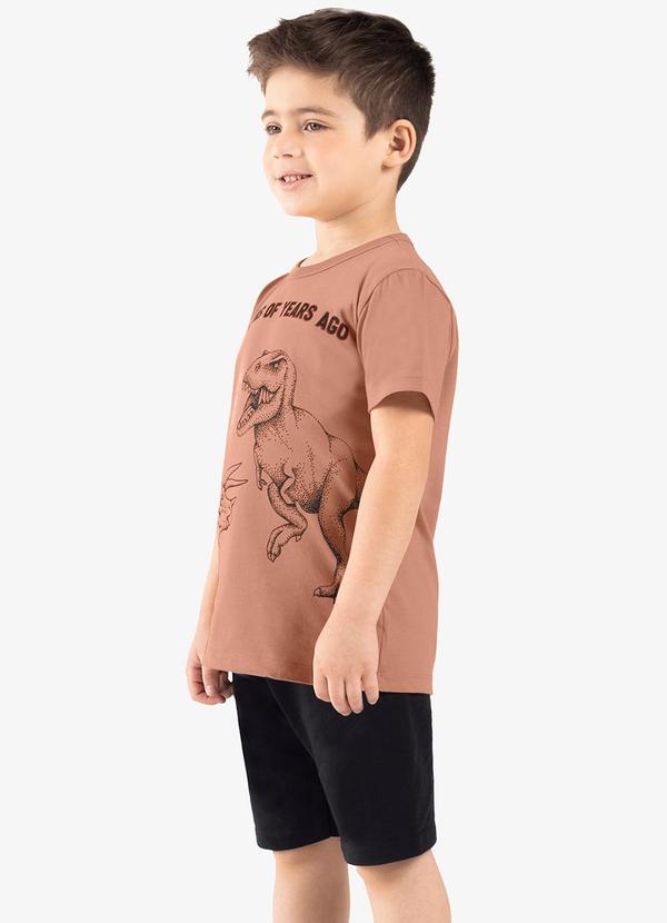 Rovi Kids - Conjunto Infantil Camiseta com Bermuda Marrom