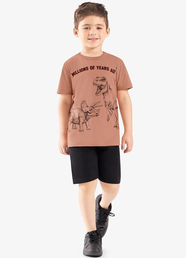 Rovi Kids - Conjunto Infantil Camiseta com Bermuda Marrom 3