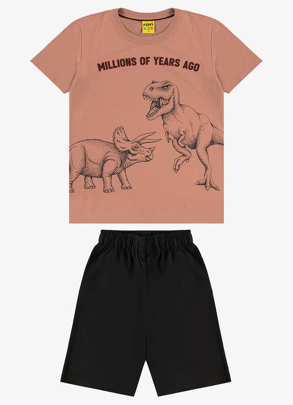 Rovi Kids - Conjunto Infantil Camiseta com Bermuda Marrom 6