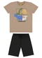 Rovi Kids - Conjunto Infantil Camiseta com Bermuda Marrom - variação: Marrom