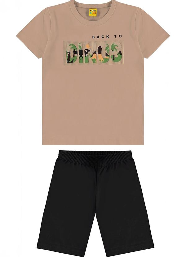 Rovi Kids - Conjunto Infantil Camiseta com Bermuda Marrom