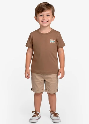 Trick Nick - Conjunto Infantil Camiseta com Bermuda  Marrom - TRICK NICK