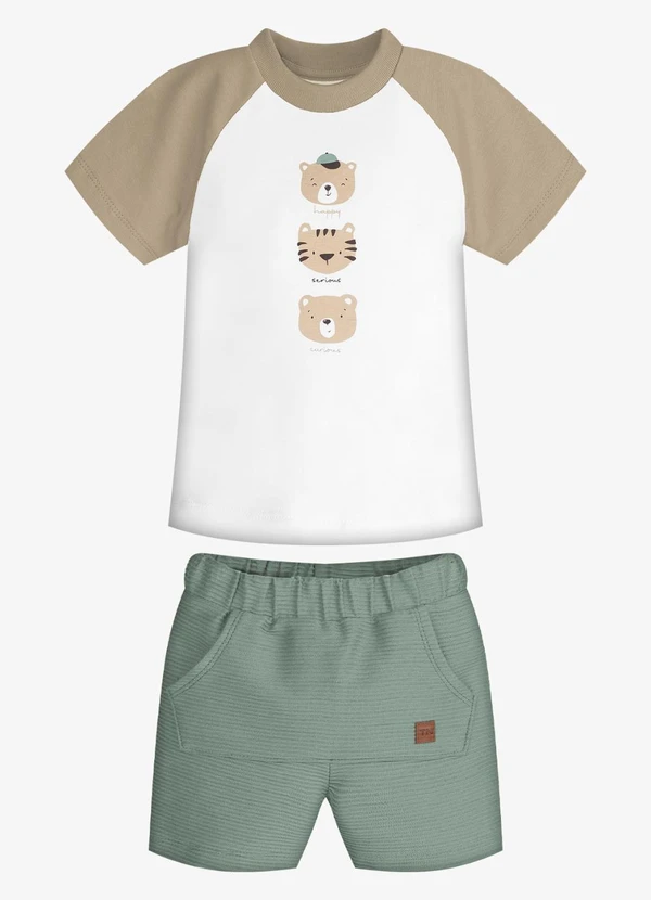 Trick Nick - Conjunto Infantil Camiseta com Bermuda Marrom