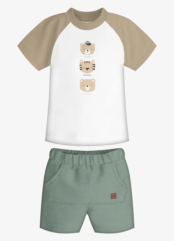 Trick Nick - Conjunto Infantil Camiseta com Bermuda Marrom