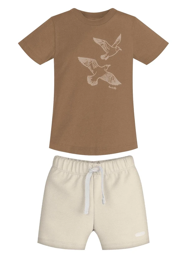 Trick Nick - Conjunto Infantil Camiseta com Bermuda Marrom