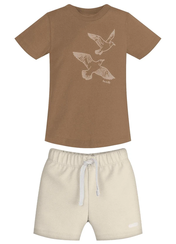 Trick Nick - Conjunto Infantil Camiseta com Bermuda Marrom