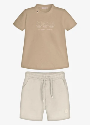 Trick Nick - Conjunto Infantil Camiseta com Bermuda Marrom - TRICK NICK