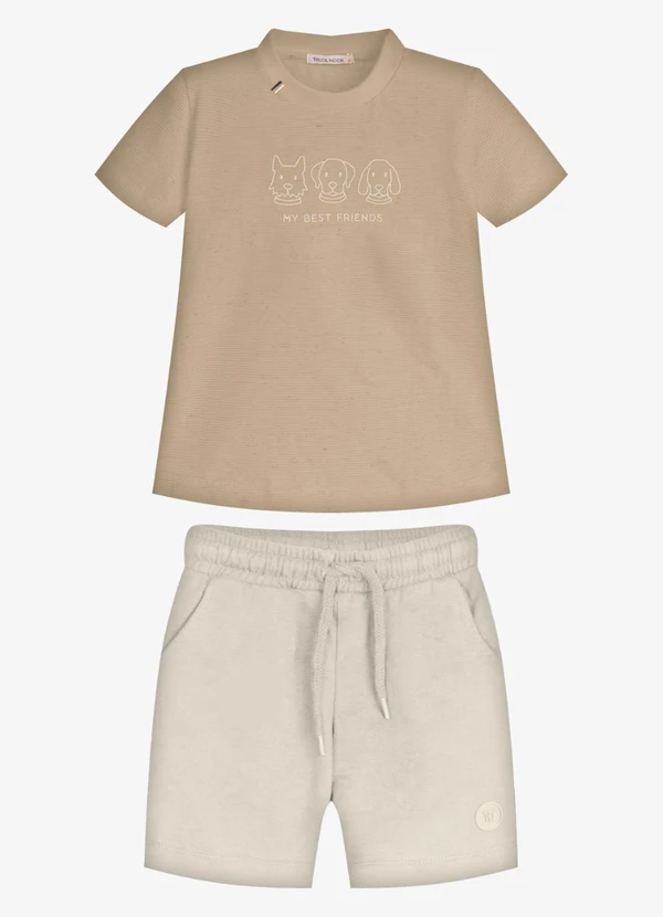 Trick Nick - Conjunto Infantil Camiseta com Bermuda Marrom