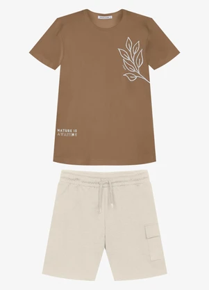 Trick Nick - Conjunto Infantil Camiseta com Bermuda Marrom - TRICK NICK