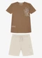 Trick Nick - Conjunto Infantil Camiseta com Bermuda Marrom - variação: Marrom