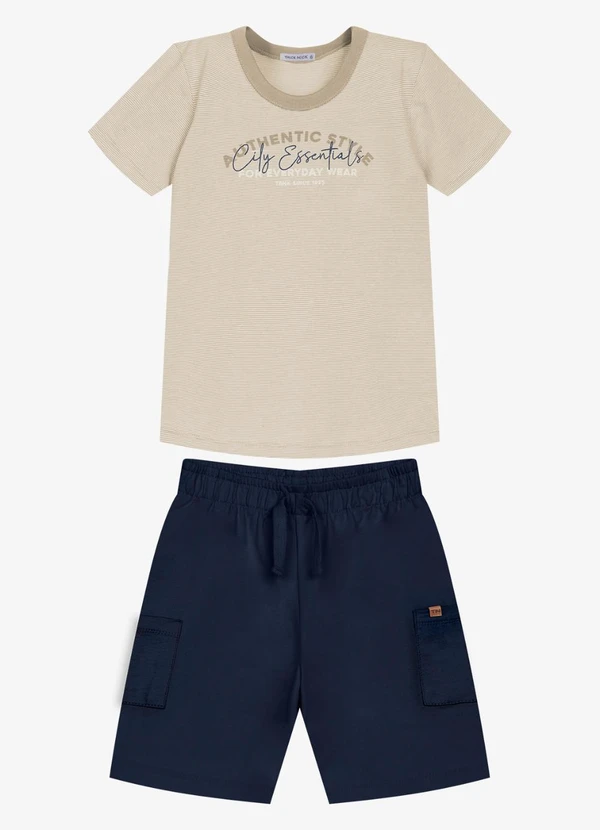 Trick Nick - Conjunto Infantil Camiseta com Bermuda Marrom