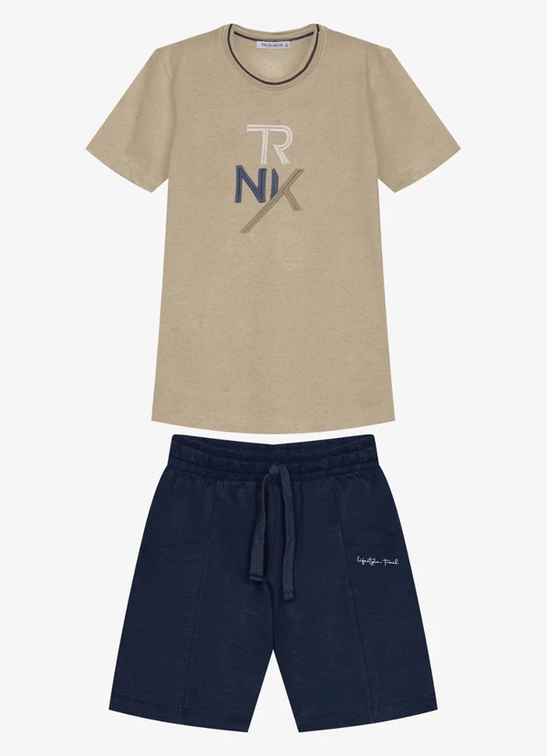 Trick Nick - Conjunto Infantil Camiseta com Bermuda Marrom