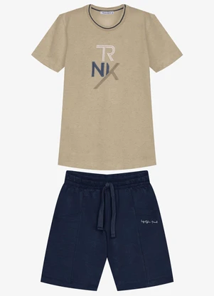 Trick Nick - Conjunto Infantil Camiseta com Bermuda Marrom - TRICK NICK