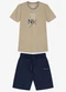 Trick Nick - Conjunto Infantil Camiseta com Bermuda Bege - variação: Marrom