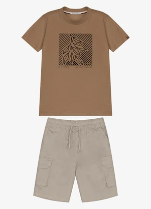 Trick Nick - Conjunto Infantil Camiseta com Bermuda Marrom - TRICK NICK