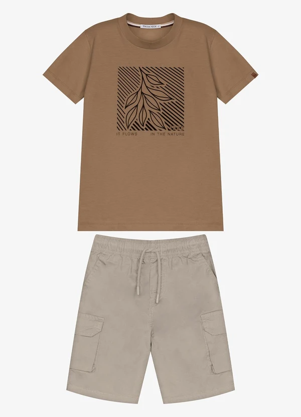Trick Nick - Conjunto Infantil Camiseta com Bermuda Marrom