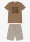Trick Nick - Conjunto Infantil Camiseta com Bermuda Azul - variação: Marrom